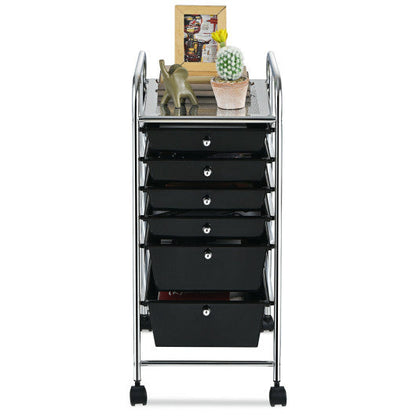 6 Drawers Rolling Storage Cart Organizer-Black