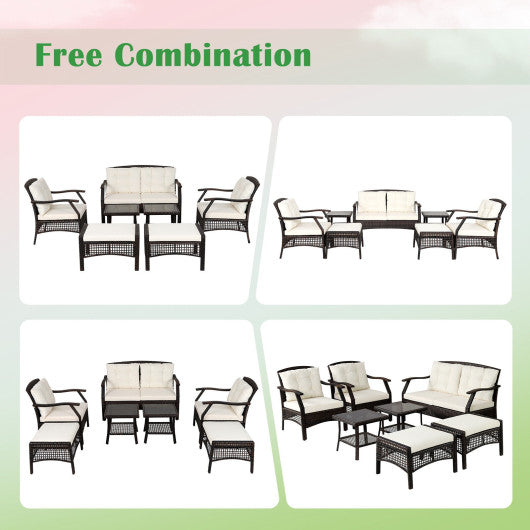 7 Pieces Outdoor Patio Furniture Set with Waterproof Cover