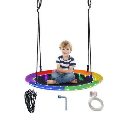 40 Inches Saucer Tree Swing for Kids and Adults-Multicolor