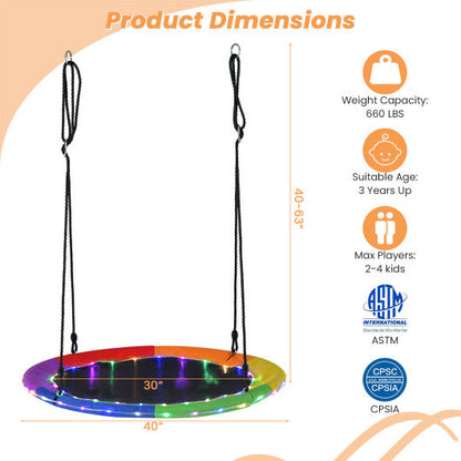 40 Inches Saucer Tree Swing for Kids and Adults-Multicolor