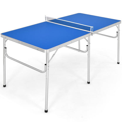 60 Inch Portable Tennis Ping Pong Folding Table with Accessories-Blue