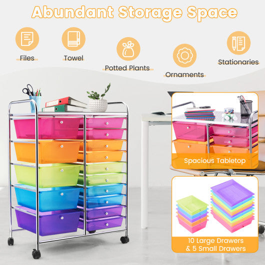 15 Drawers Rolling Storage Cart Organizer