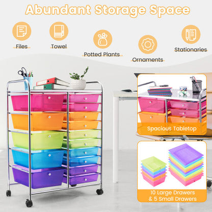 15 Drawers Rolling Storage Cart Organizer