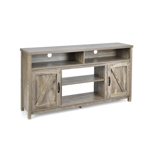 59 Inch TV Stand Media Center Console Cabinet with Barn Door for TV's 65 Inch-Natural