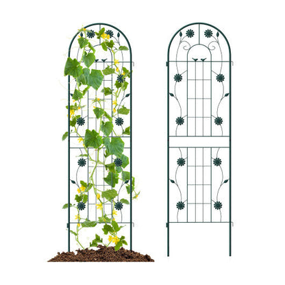 2 Pack 71 x 20 Inch Metal Garden Trellis Rustproof Plant Support for Climbing Plants-Green