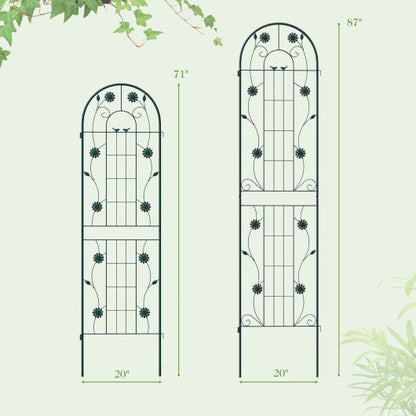 2 Pack 71 x 20 Inch Metal Garden Trellis Rustproof Plant Support for Climbing Plants-Green