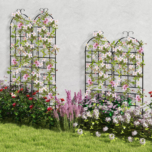 2 Pack Metal Garden Trellis Decorative for Climbing Plants-Black