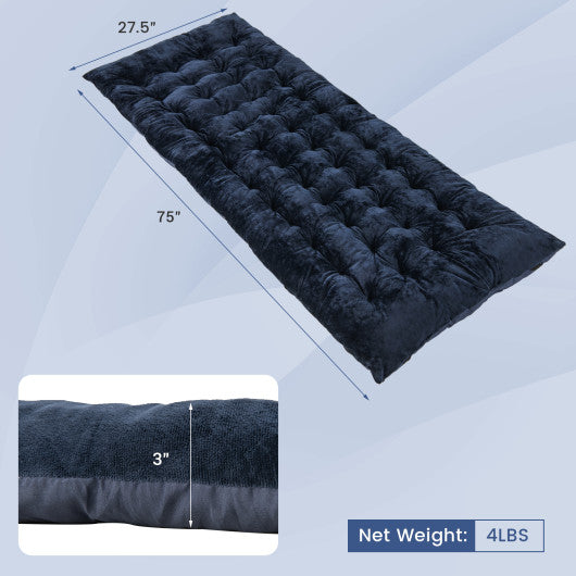 75 x 27.5 Inch Camping Cot Pads with Soft and Breathable Crystal Velvet-Navy