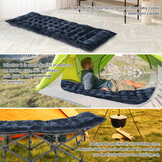 75 x 27.5 Inch Camping Cot Pads with Soft and Breathable Crystal Velvet-Navy