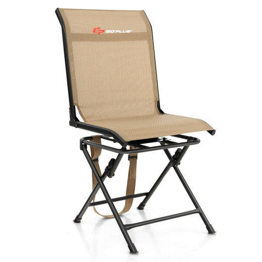 All-weather Outdoor Foldable 360-Degree Swivel Chair with Iron Frame-Brown