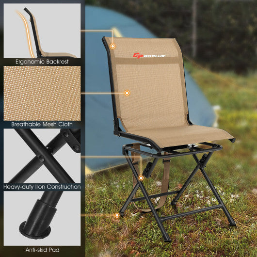 All-weather Outdoor Foldable 360-Degree Swivel Chair with Iron Frame-Brown