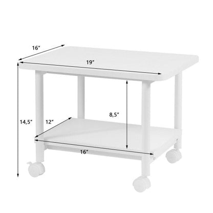 Under Desk Printer Stand with 360° Swivel Casters-White