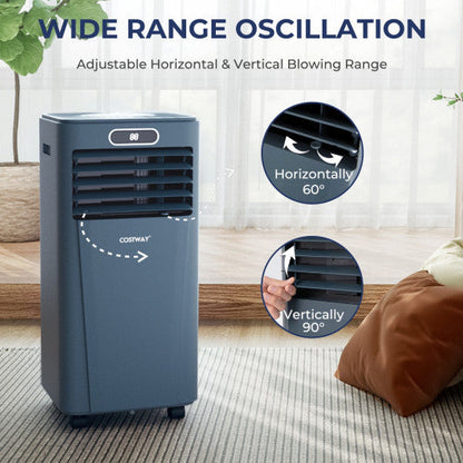 8000BTU 3-in-1 Portable Air Conditioner with Remote Control-Dark Blue