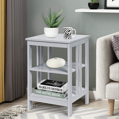 3-Tier X-Design Nightstands with Storage Shelves for Living Room Bedroom-Gray