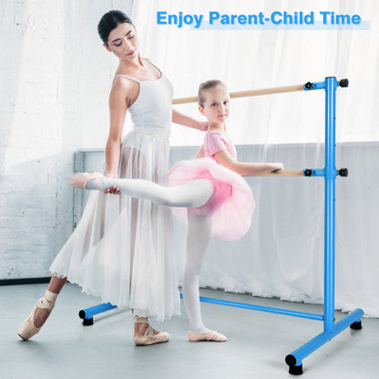 47 Inch Double Ballet Barre with Anti-Slip Footpads-Blue