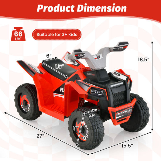 Kids Ride on ATV 4 Wheeler Quad Toy Car with Direction Control-Red