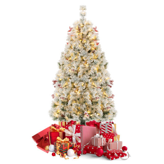 4.5 Feet Pre-Lit Flocked Christmas Tree