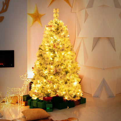 4.5 Feet Pre-Lit Flocked Christmas Tree