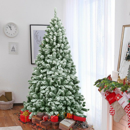 6 Feet Snow Flocked Artificial Christmas Tree Hinged with 928 Tips