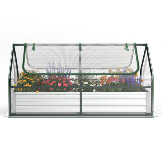 6 x 3 x 3 Feet Galvanized Raised Garden Bed with Greenhouse