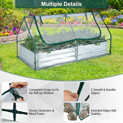 6 x 3 x 3 Feet Galvanized Raised Garden Bed with Greenhouse