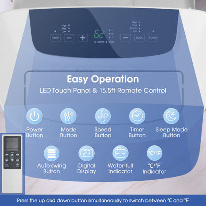 14000 BTU(Ashrae) Portable Air Conditioner with Remote Control