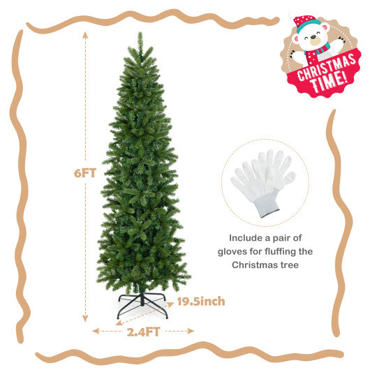 6 Feet Pre-Lit Artificial Christmas Tree with 648 PVC PE Branch Tips