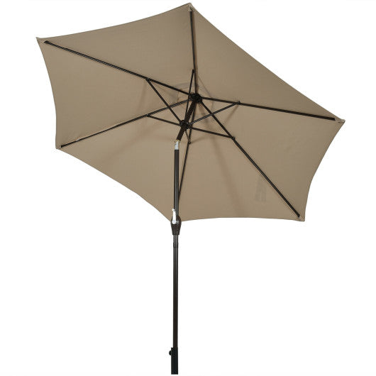 9 ft Outdoor Market Patio Table Umbrella Push Button Tilt Crank Lift-Tan