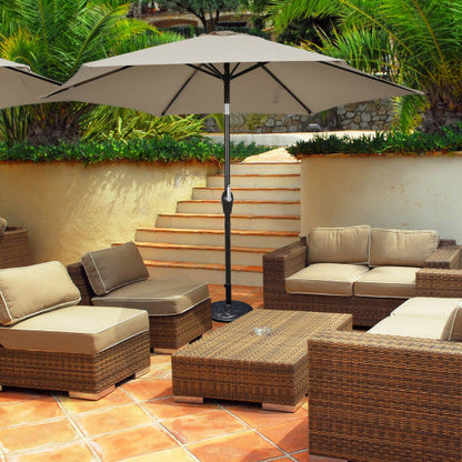 9 ft Outdoor Market Patio Table Umbrella Push Button Tilt Crank Lift-Tan