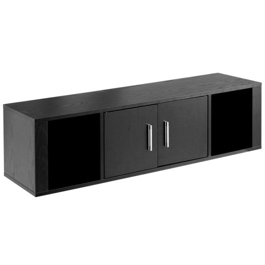 Wall Mounted Floating 2 Door Desk Hutch Storage Shelves