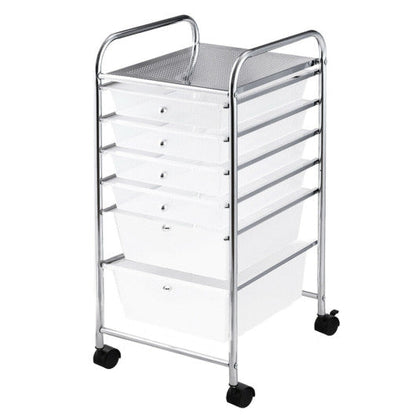 6 Drawers Rolling Storage Cart Organizer-Clear