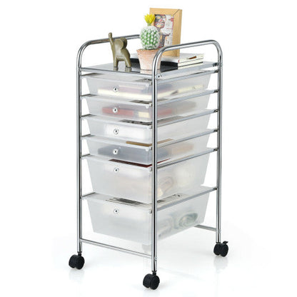 6 Drawers Rolling Storage Cart Organizer-Clear