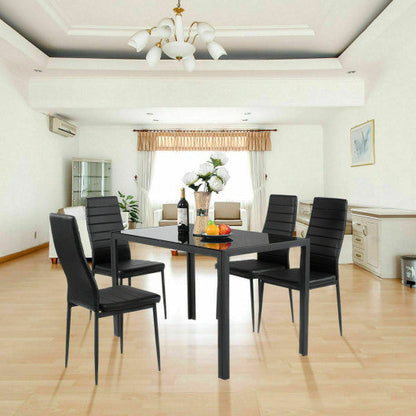 5 Pieces Metal Frame and Glass Tabletop Dining Set