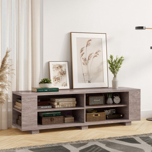 TV Stand Modern Wood Storage Console Entertainment Center-Gray