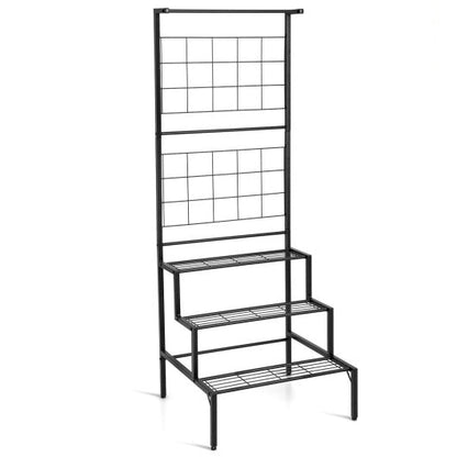 3-Tier Hanging Plant Stand with Grid Panel Display Shelf