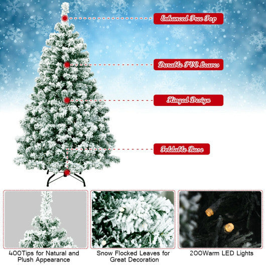 4.5 Feet Pre-Lit Premium Snow Flocked Hinged Artificial Christmas Tree