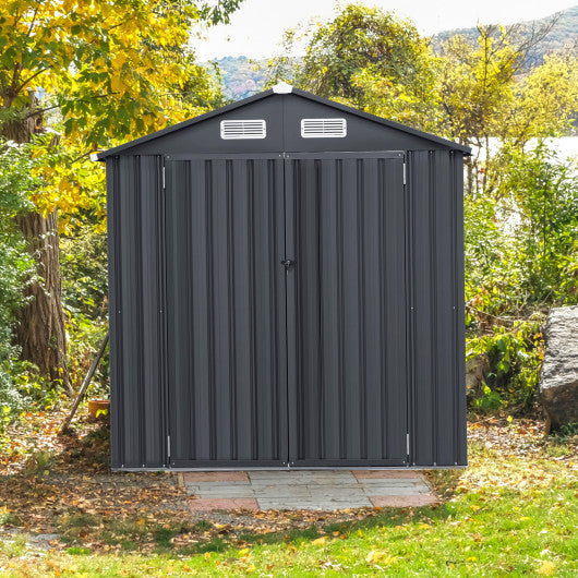 6 x 4/10 x 8 Feet Outdoor Galvanized Steel Storage Shed without Floor Base-6 x 4 ft