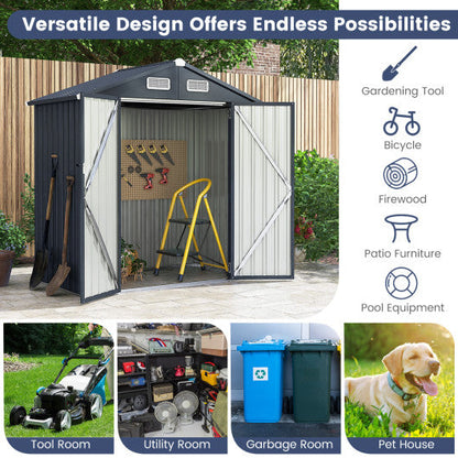 6 x 4/10 x 8 Feet Outdoor Galvanized Steel Storage Shed without Floor Base-6 x 4 ft