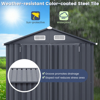 6 x 4/10 x 8 Feet Outdoor Galvanized Steel Storage Shed without Floor Base-6 x 4 ft