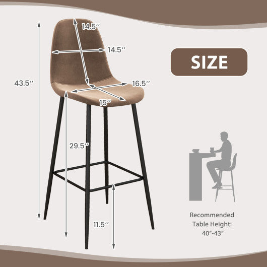 29.5 Inches High Back Bar Stools Set of 2-Brown