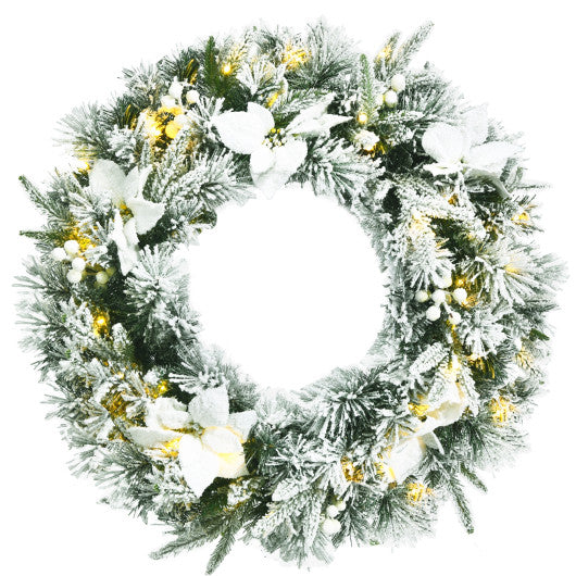 24 Inches Pre-Lit Artificial Christmas Wreath with 50 LED Lights