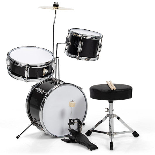 5 Pieces Junior Drum Set with 5 Drums-Black