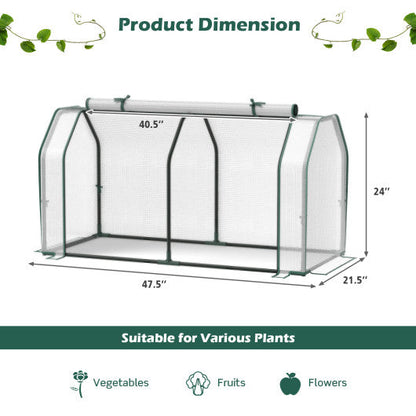 47.5 x 21.5 x 24 Inch Mini Greenhouse with Roll-up Zipper Door