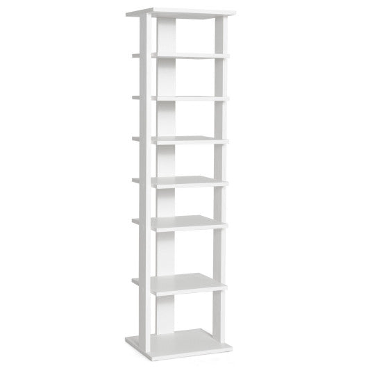 7-Tier Slim Wooden Vertical Shoe Rack for Entryway-White