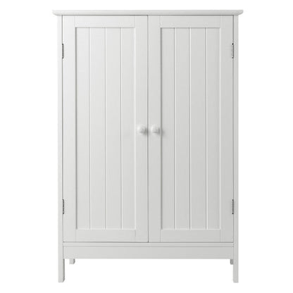 Bathroom Floor Storage Double Door Cupboard Cabinet-White