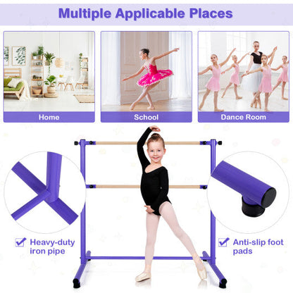 47 Inch Double Ballet Barre with Anti-Slip Footpads-Purple