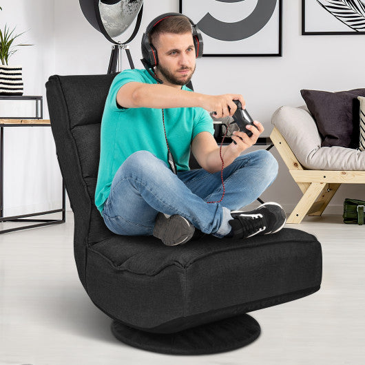 5-Position Folding Floor Gaming Chair-Black