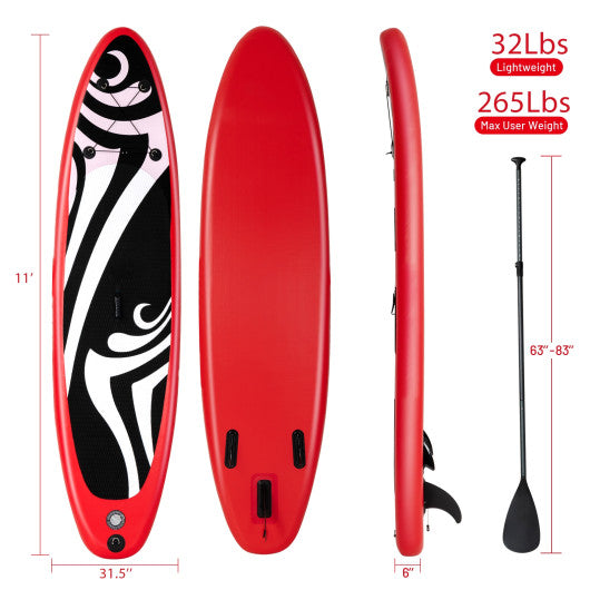 11' Inflatable Surfboard SUP with Adjustable Paddle Fin