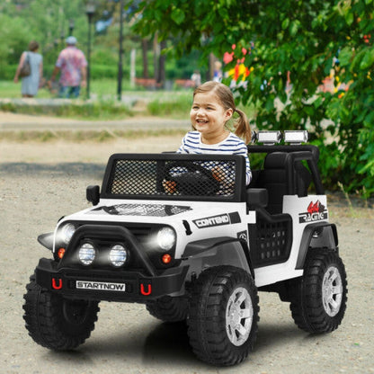 12V Kids Remote Control Electric Ride On Truck Car with Lights and Music -White