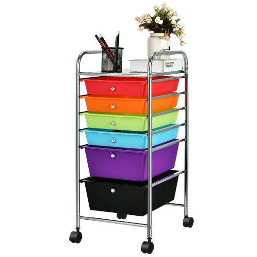 6 Drawers Rolling Storage Cart Organizer-Multicolor